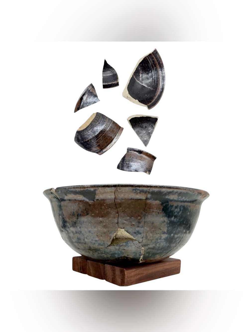 Kintsugi Bowl Drip Glazed Studio Pottery Gold Crack Art Personal Growth Gift